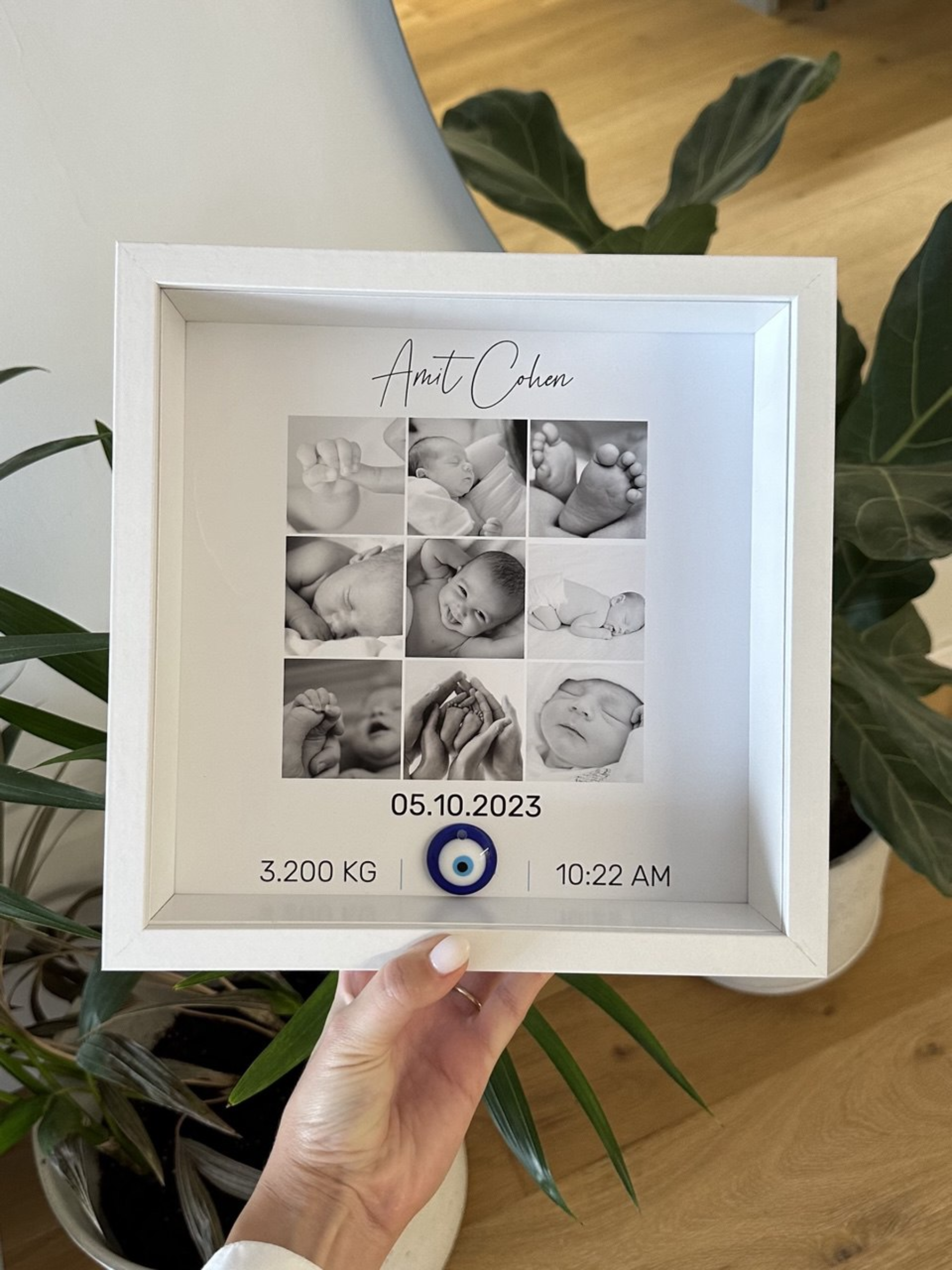 מזכרת לידה אישית | קולאז׳ שחור לבן